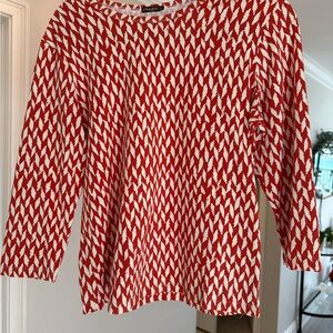 Orange/ salmon and off White Patterned Women's Top